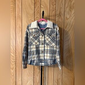 Plaid Sherpa Collar Button-Down Shacket